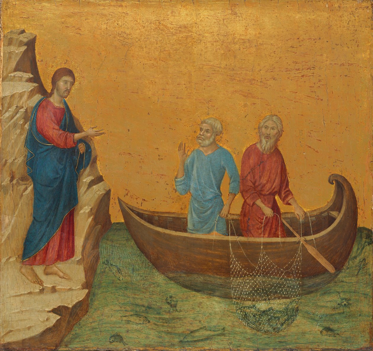 O Chamado dos Apóstolos Pedro e André, 1308-1311. de Duccio di Buoninsegna