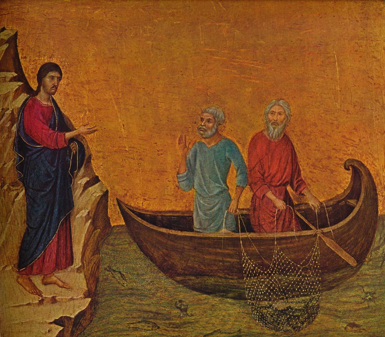 O Chamado dos Apóstolos Pedro e André, 1308-1311 de Duccio di Buoninsegna