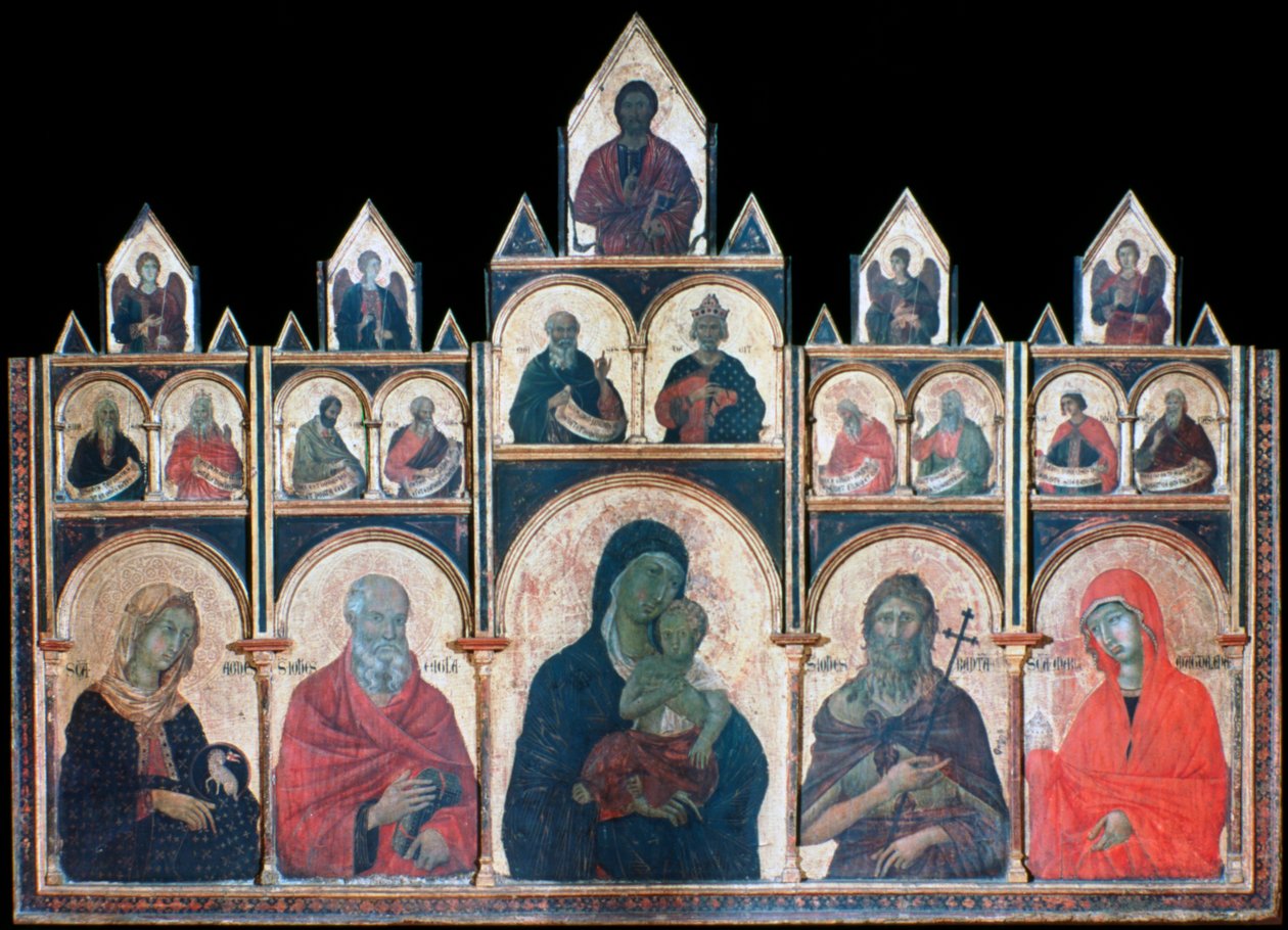 A Santa Virgem com o Cristo Menino e os Santos, c1278-1318 de Duccio di Buoninsegna