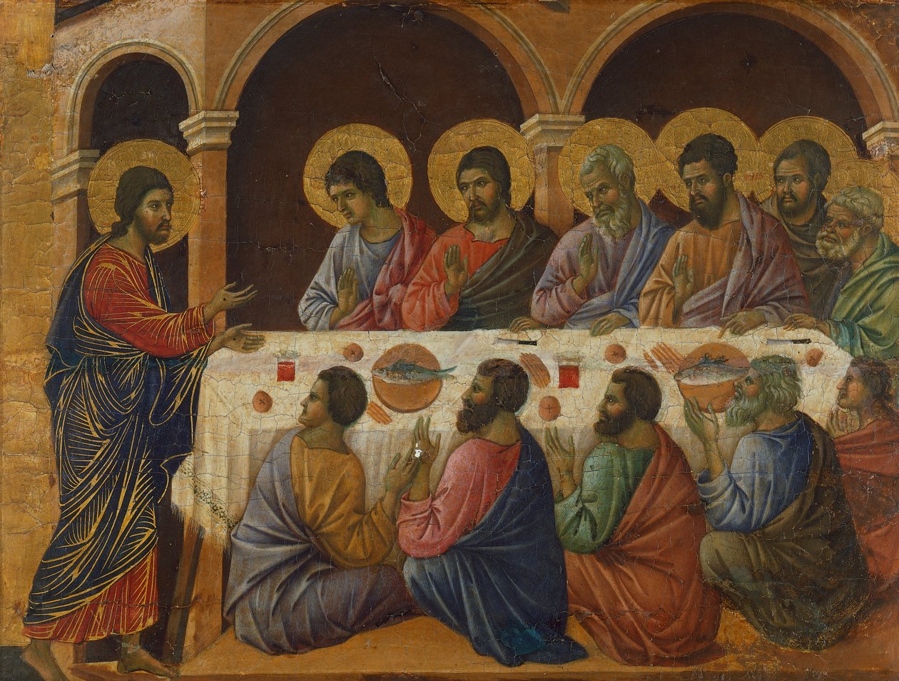 A Última Ceia, detalhe do azulejo de Episódios da Paixão e Ressurreição de Cristo, superfície invertida da Maesta