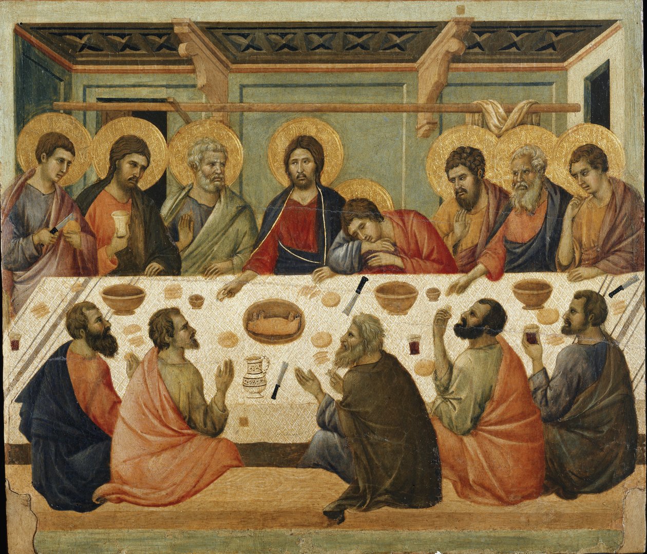 A Ceia do Senhor. A parte de trás do retábulo da Maesta de Duccio di Buoninsegna