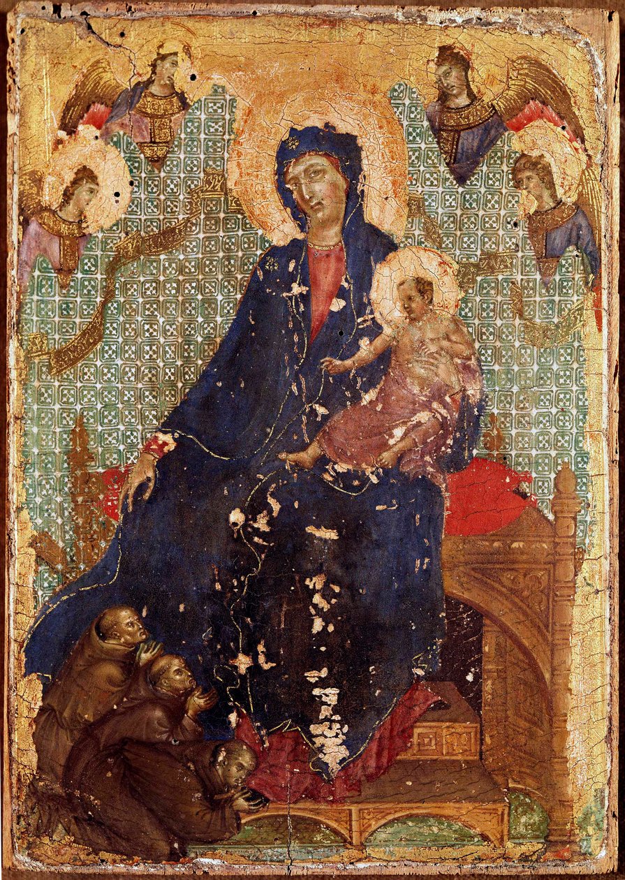 A Madona dos Franciscanos ou "Madonna has child with Franciscan monks and angels" Detrempe on wood by Duccio di Buoninsegna (1255-1318/9) 1300 Dim. 23,5x16 cm Siena, Pinacoteca nazionale de Duccio di Buoninsegna