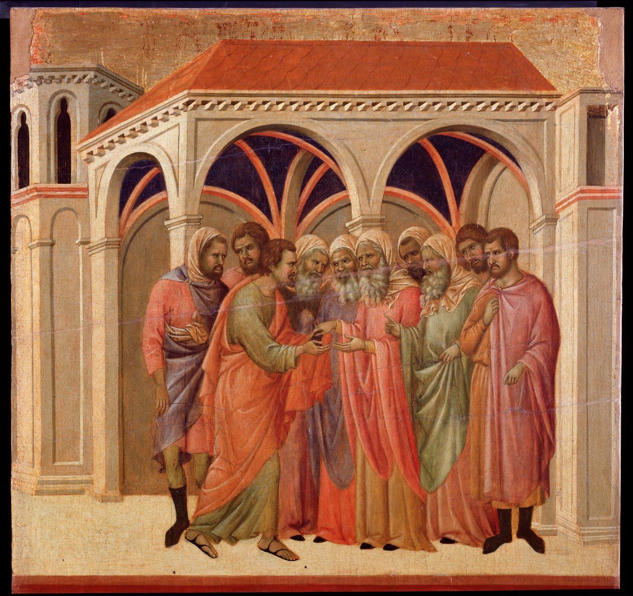 A traição de Judas. O retábulo da Maesta (tempera e ouro sobre madeira de Duccio di Buoninsegna