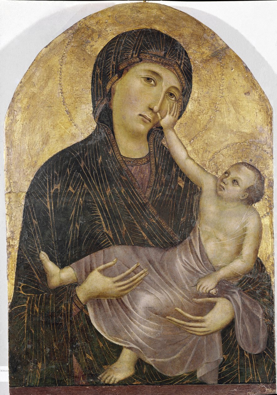Virgem e Criança (tempera e ouro no painel de Duccio di Buoninsegna