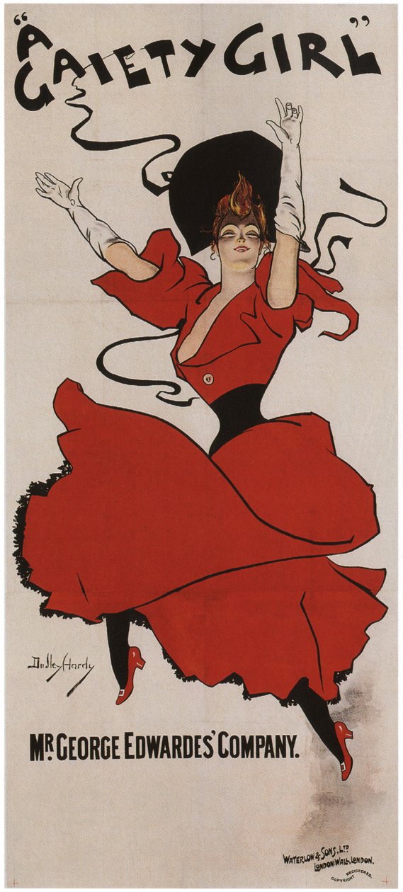 Cartaz da comédia musical A Gaiety Girl de Sidney Jones, 1894 de Dudley Hardy
