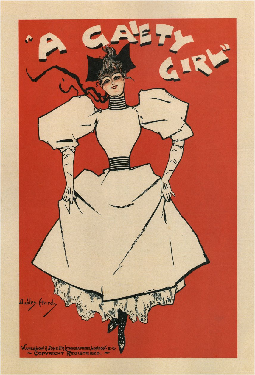 Cartaz da comédia musical A Gaiety Girl de Sidney Jones, 1895 de Dudley Hardy