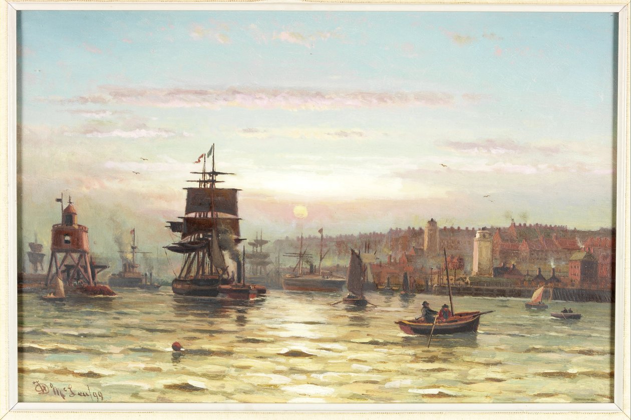 Entrada, para, a, Tyne, pôr do sol de Duncan F. McLea