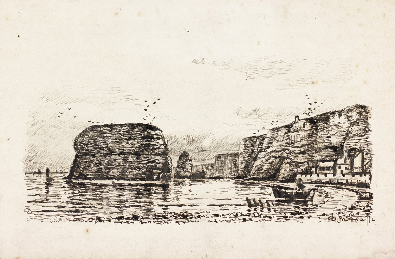 Marsden Rock and Grotto (tinta preta sobre papel) de Duncan F. McLea
