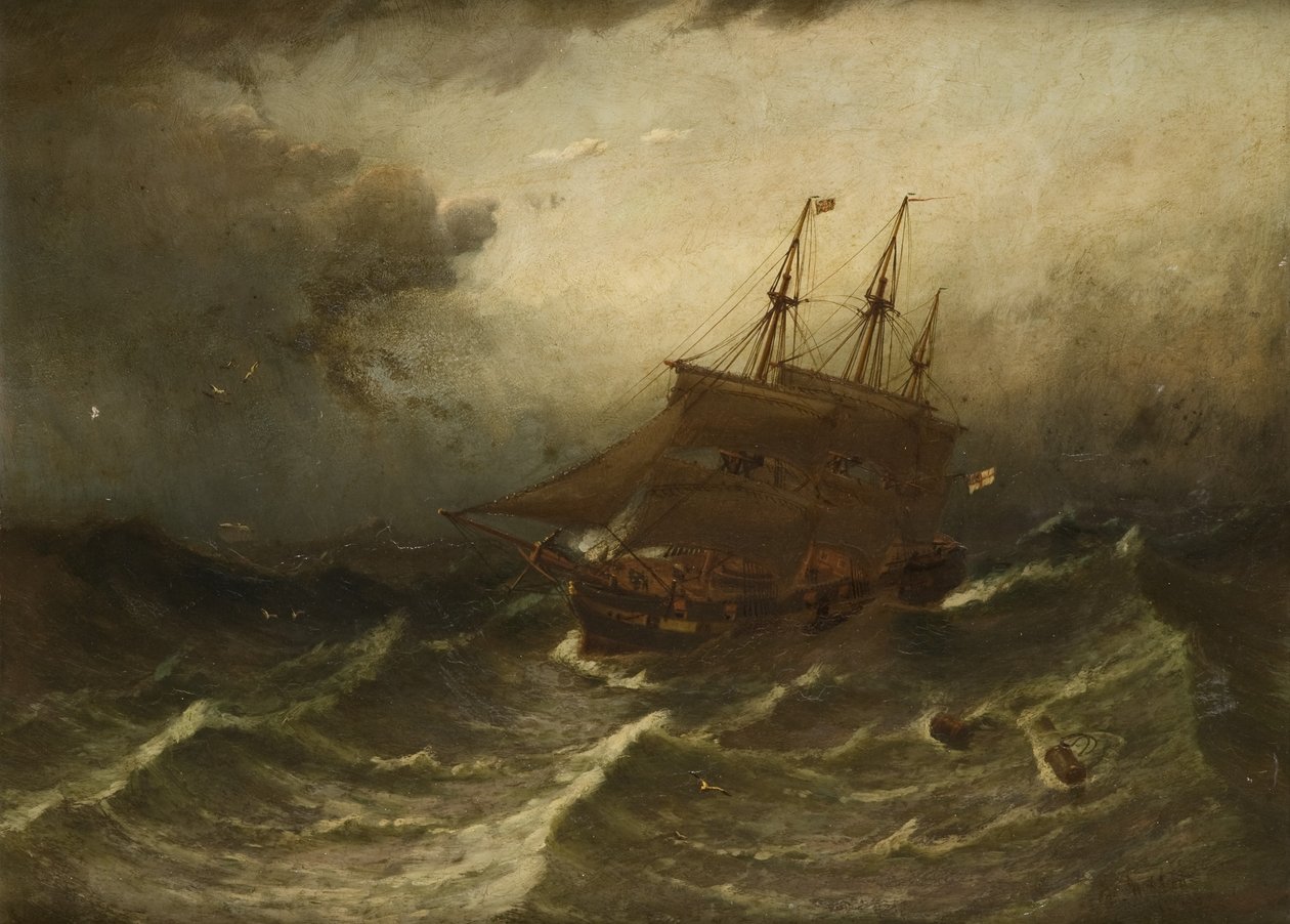 Embarcação de vela em uma tempestade 1882 de Duncan F. McLea