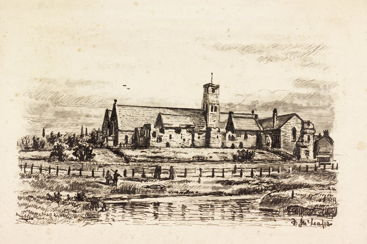 Igreja de São Paulo, East Jarrow (tinta no papel) de Duncan F. McLea