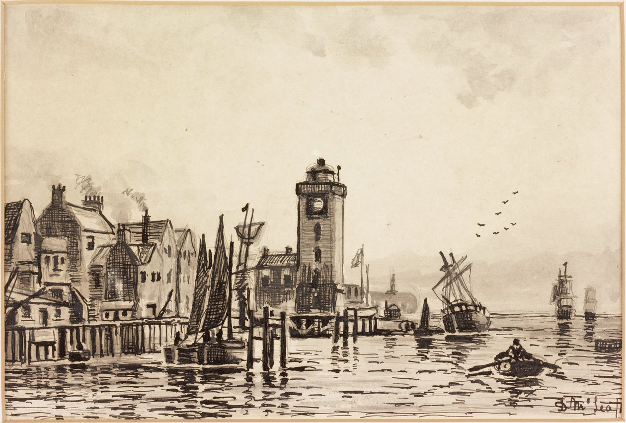 A luz baixa, North Shields, 1868 (preto e tinta de lavagem no cartão) de Duncan F. McLea
