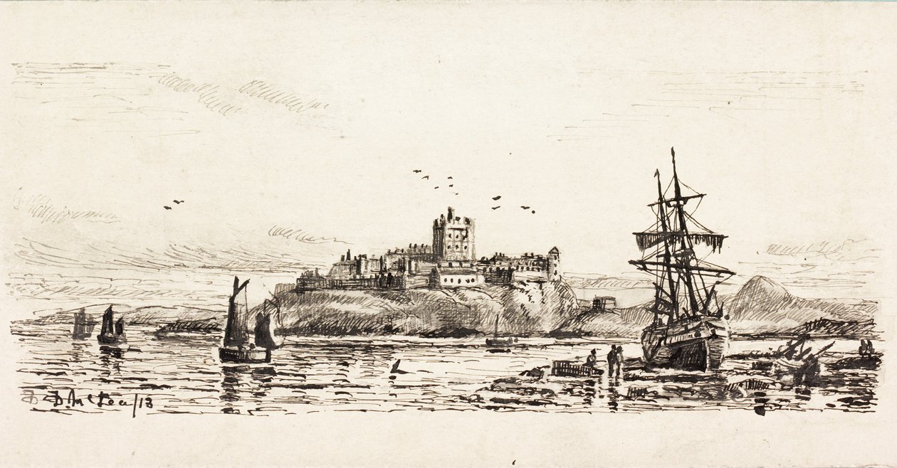 Escuna holandesa encalhada em Bamburgh (tinta no cartão) de Duncan F. McLea