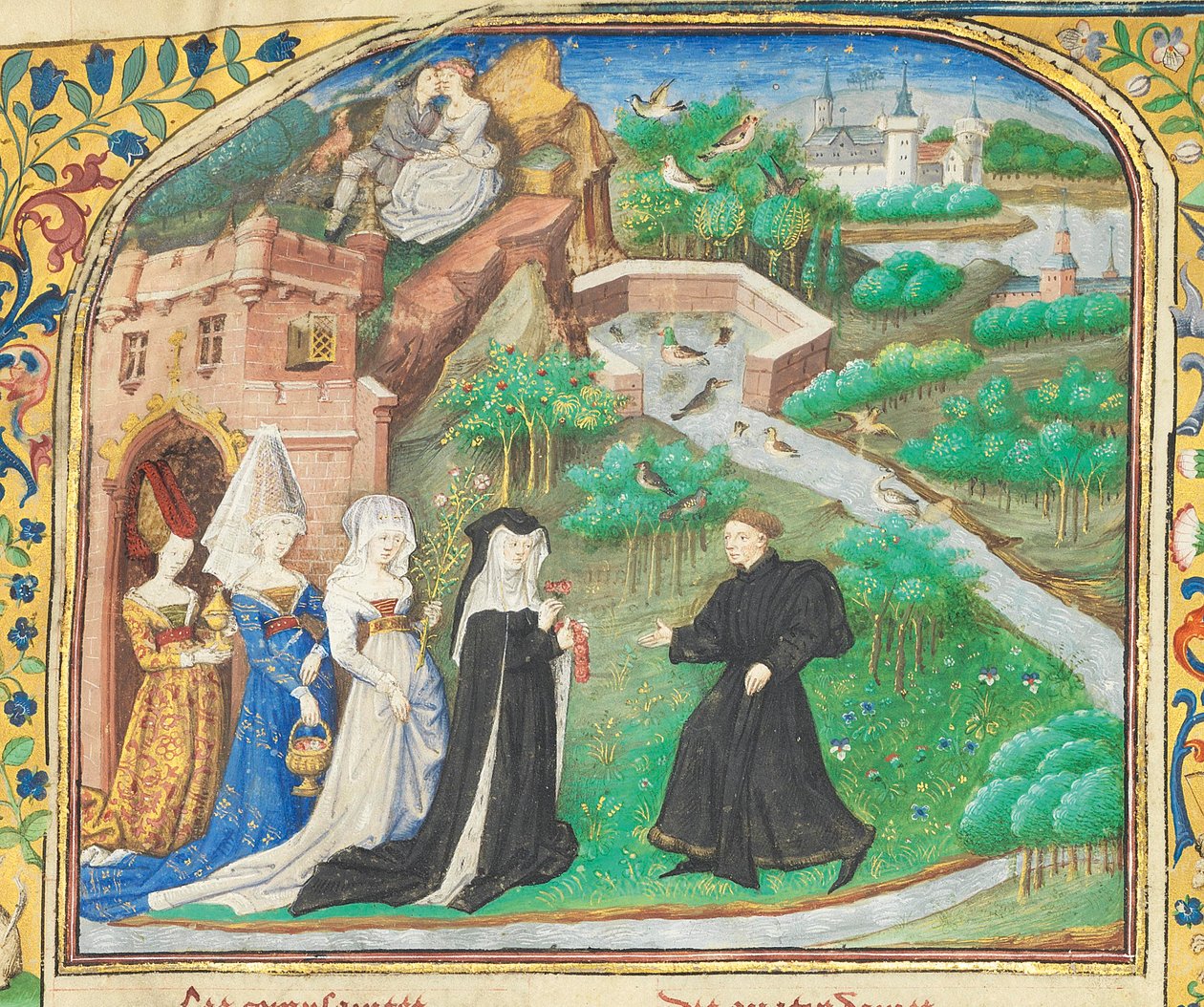 Página de "La Belle Dame Sans Merci", de Alain Chartier, Paris, início do século XV de Dunois Master