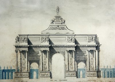 Arc de Triomphe, depois dos desenhos de Claude Perrault (1613-78) (aquarela e guache sobre papel) de Dupouy Dupouy