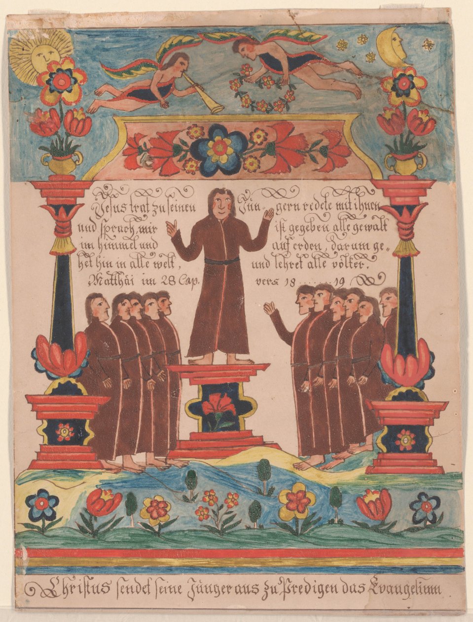 Jesus foi para seus discípulos, c.1810-20 (caneta e tinta e wc no papel) de Durs Sr. and Rudy, Durs Jr. Rudy