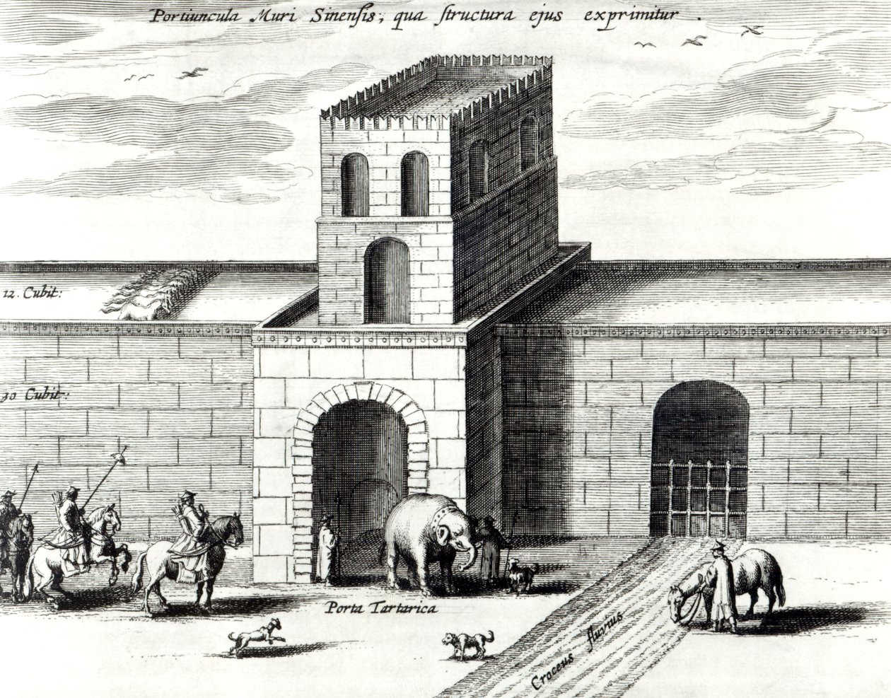 Uma entrada na Grande Muralha, da "China ilustrada" por Athanasius Kircher (1601-80) 1667 de Dutch School