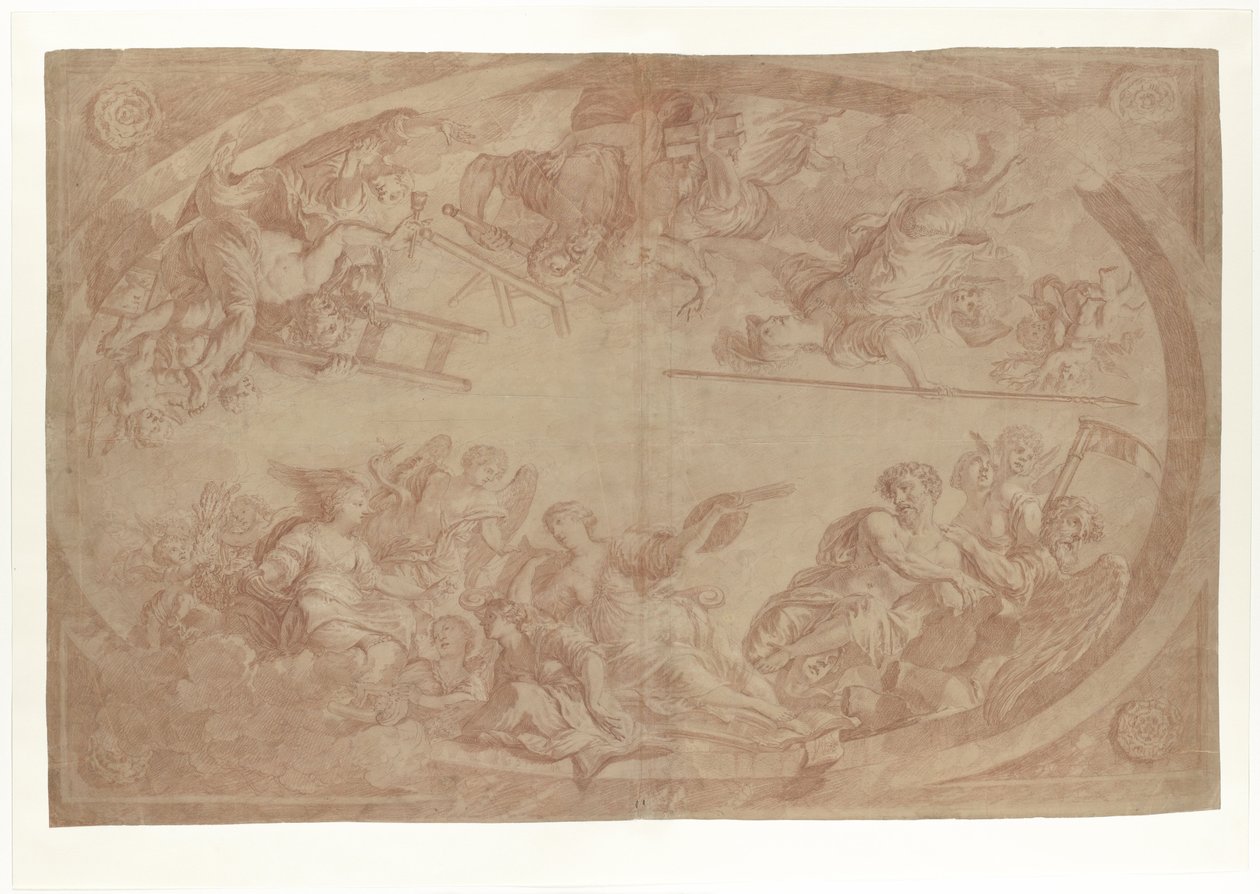 Alegoria da separação dos artistas da Guilda de Haia de São Lucas, 1686 (desenho) de Dutch School