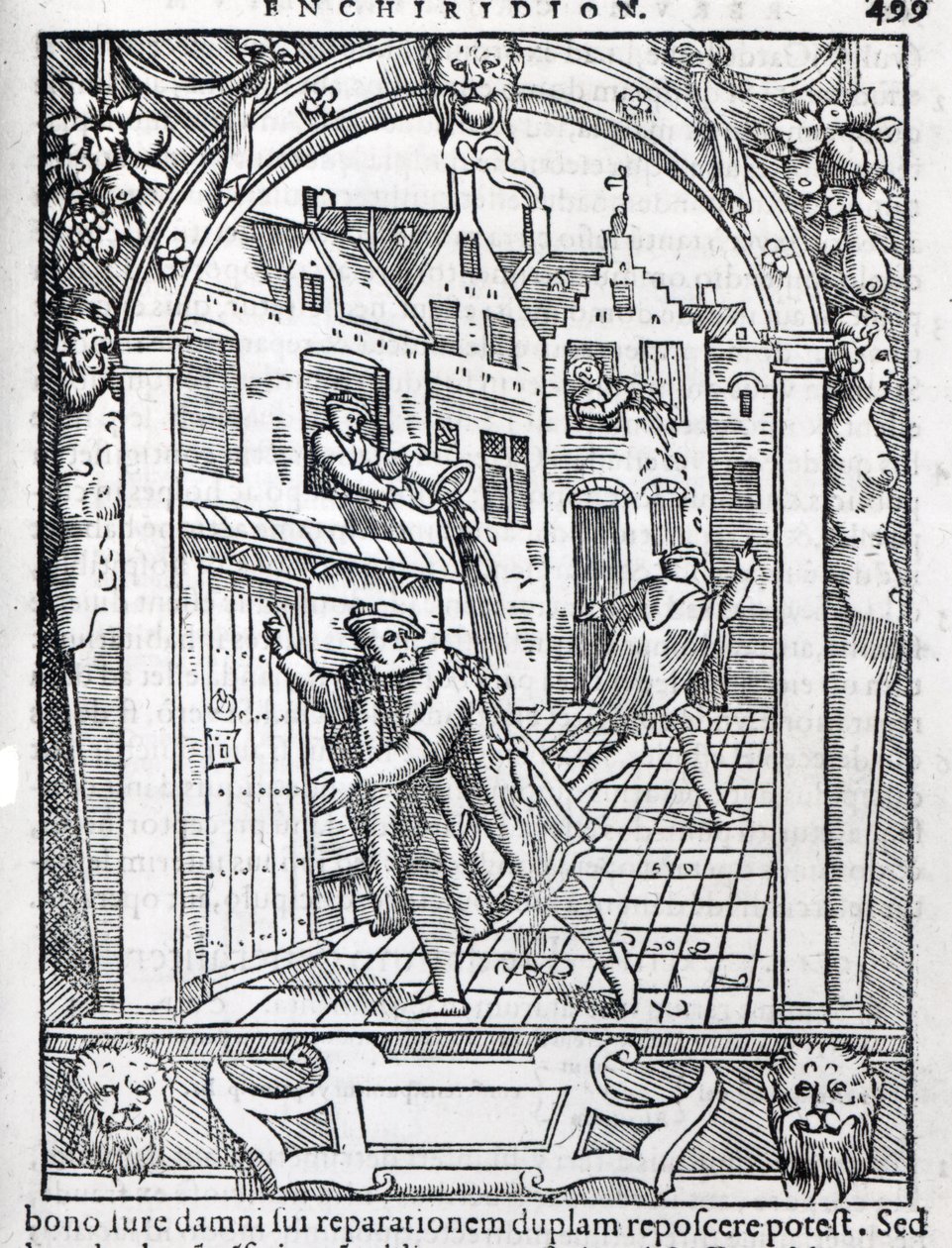 Esvaziamento da Câmara Pots, ilustração, "A prática de criminosos por Joost de Damhoudere de 1554 de Dutch School