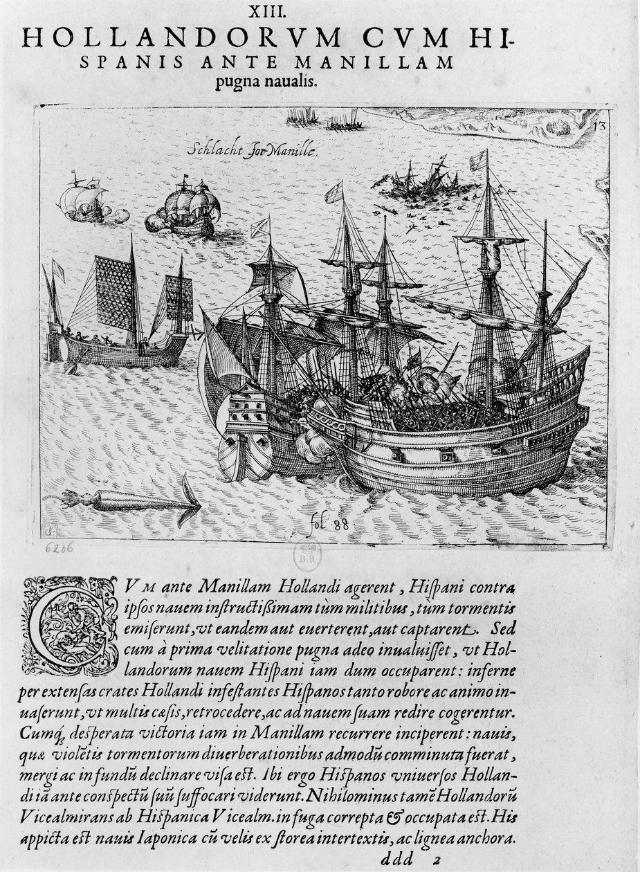 Combate naval entre holandeses e espanhóis na costa de Manila de Dutch School