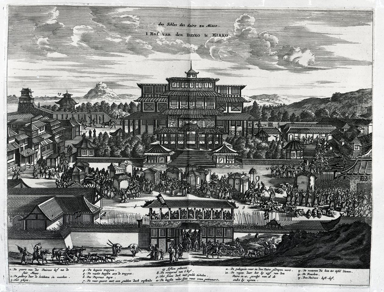 Procissão de Macau, uma ilustração de "Atlas Chinensis" por Arnoldus Montanus, 1671 de Dutch School
