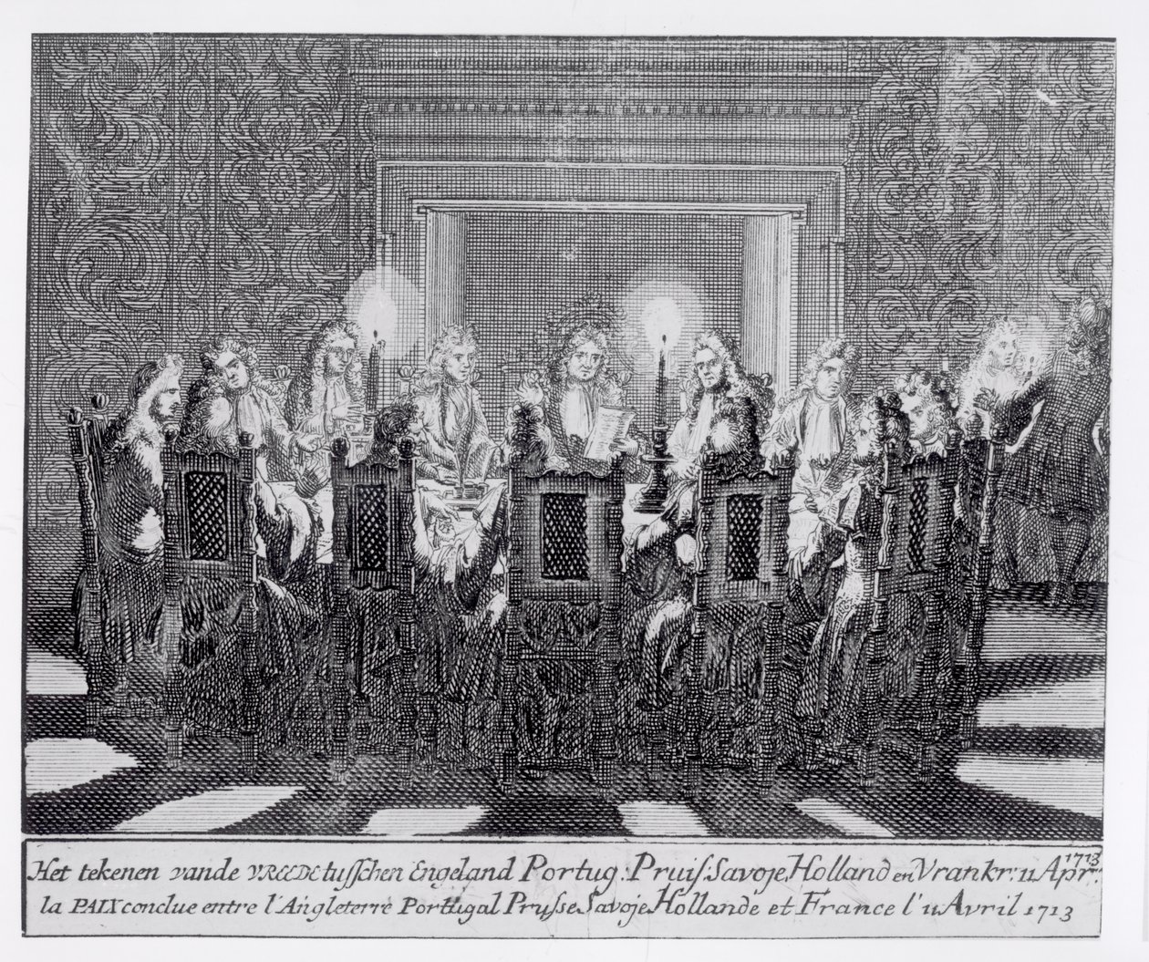 A assinatura do Tratado de Utrecht em 11 de abril de 1713 de Dutch School