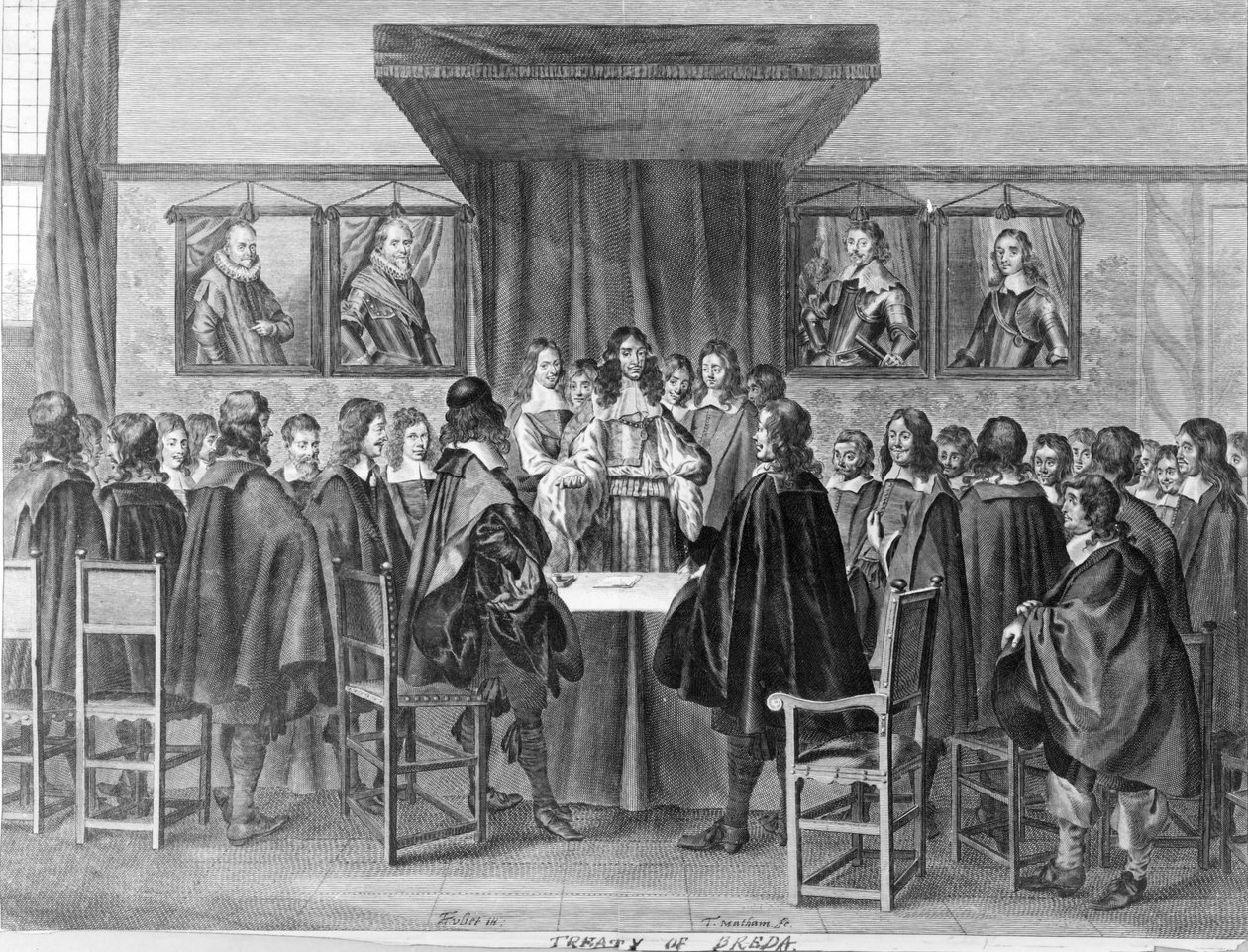 Tratado de Breda, 31 de julho de 1667, gravado por Theodor Matham (c.1606-76) de Dutch School