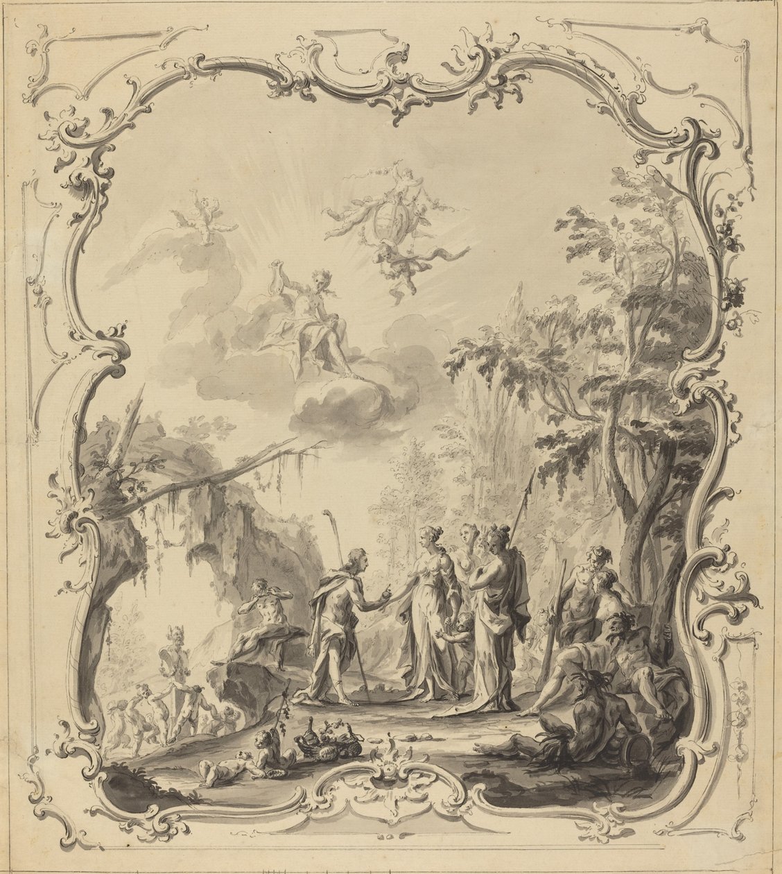 O Julgamento de Paris de Dutch 18th Century