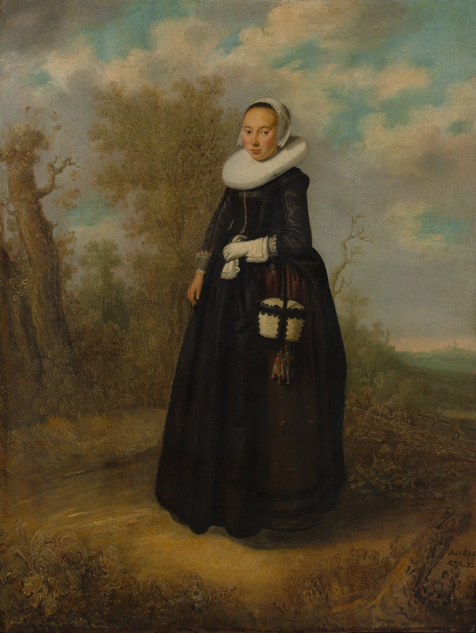 Uma jovem em uma paisagem. de Dutch Painter