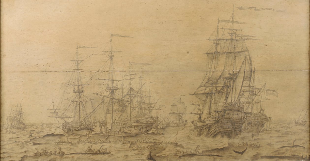 Uma cena de caça à baleia do século XVII de Dutch School
