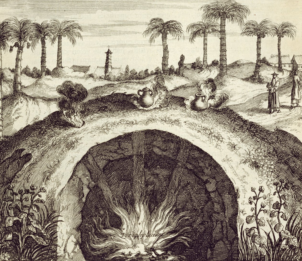 Um Fogão de Vapor Subterrâneo Gigante, da China Ilustrado por Athanasius Kircher (1601-80) 1667 de Dutch School