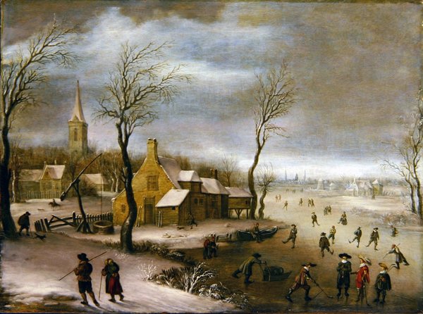 Uma Paisagem de Inverno com Jogadores de Kolf de Dutch School