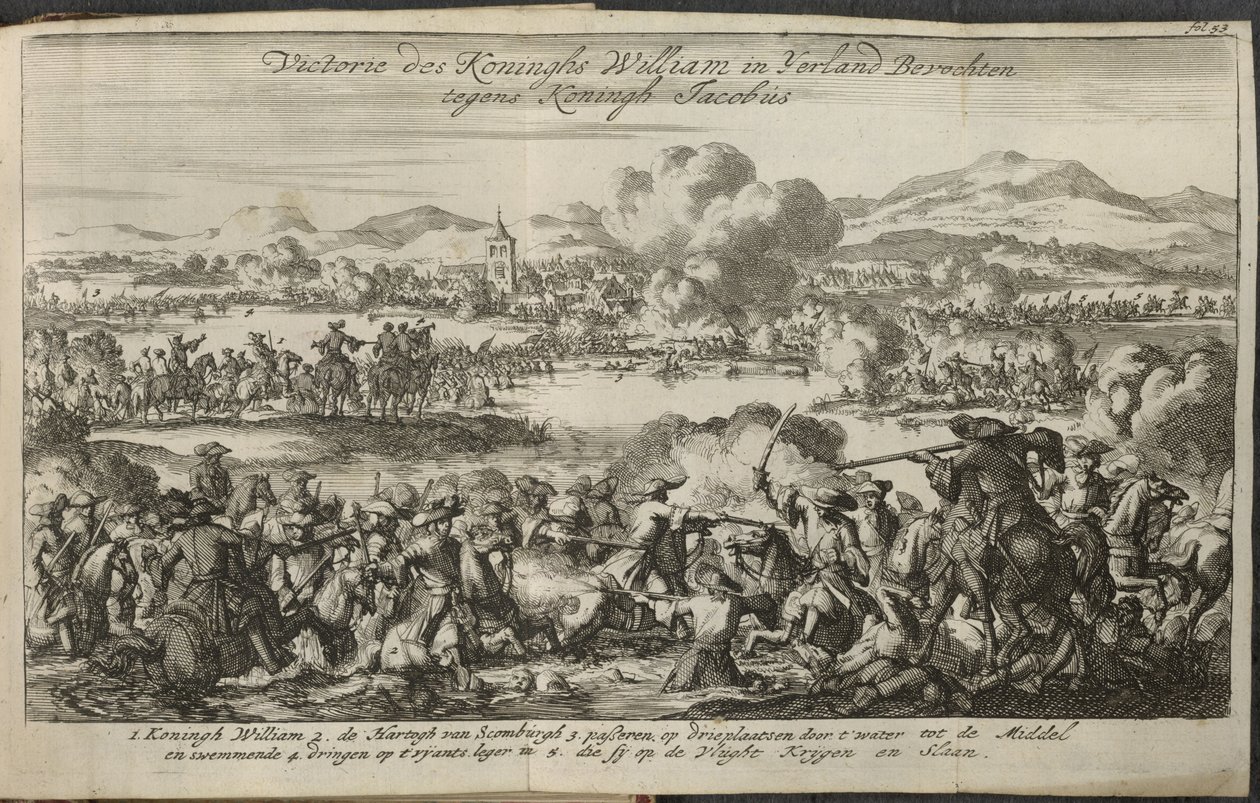 Uma batalha envolvendo o exército de Guilherme III de Dutch School