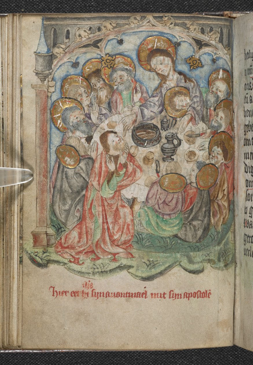 Adicione 50005 f.85v, A Última Ceia, c.1410-20 (pergaminho) de Dutch School