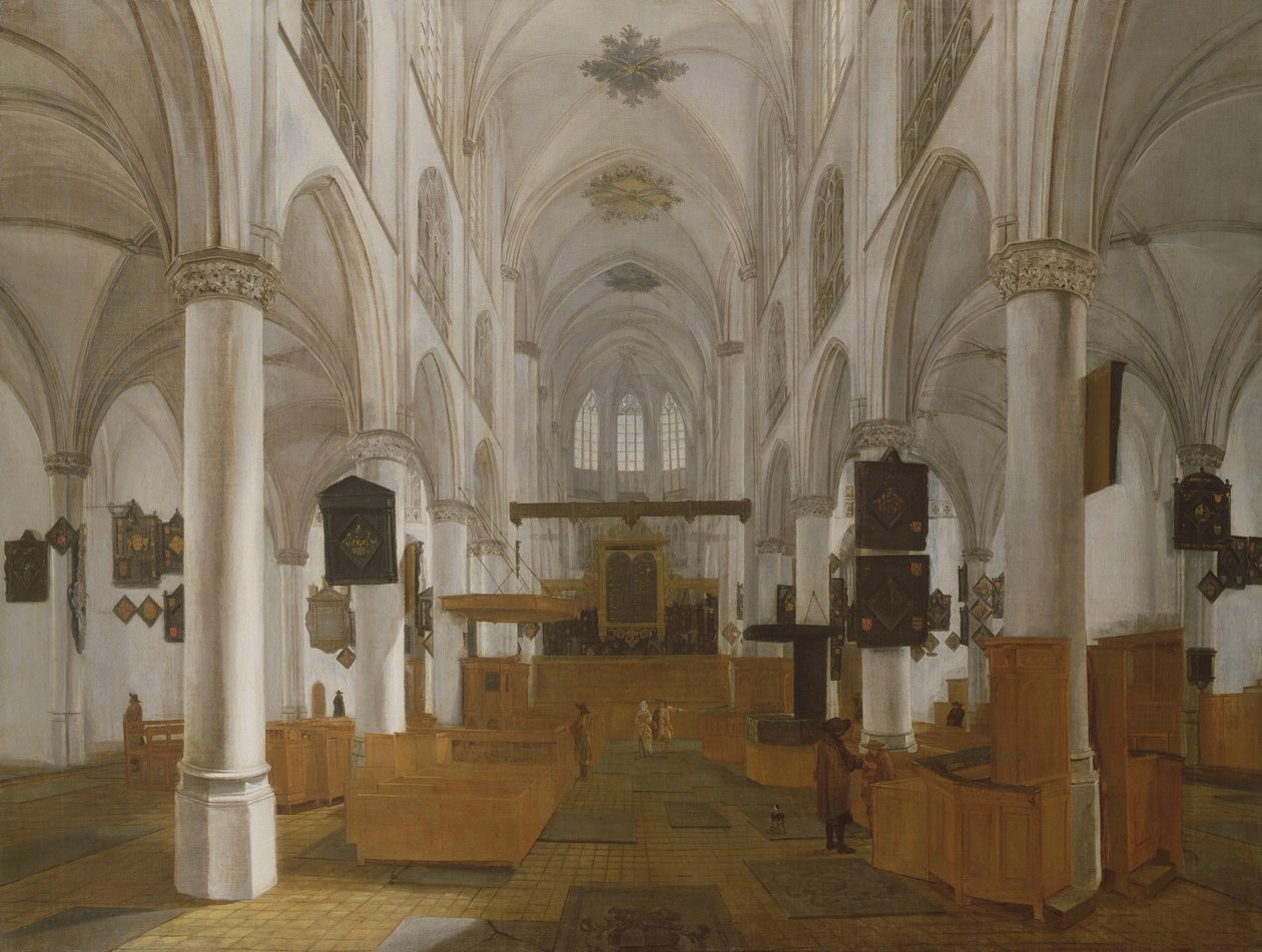 Um Interior da Igreja de St. Gertrud em Bergen Op Zoom, c.1650 (pintura) de Dutch School