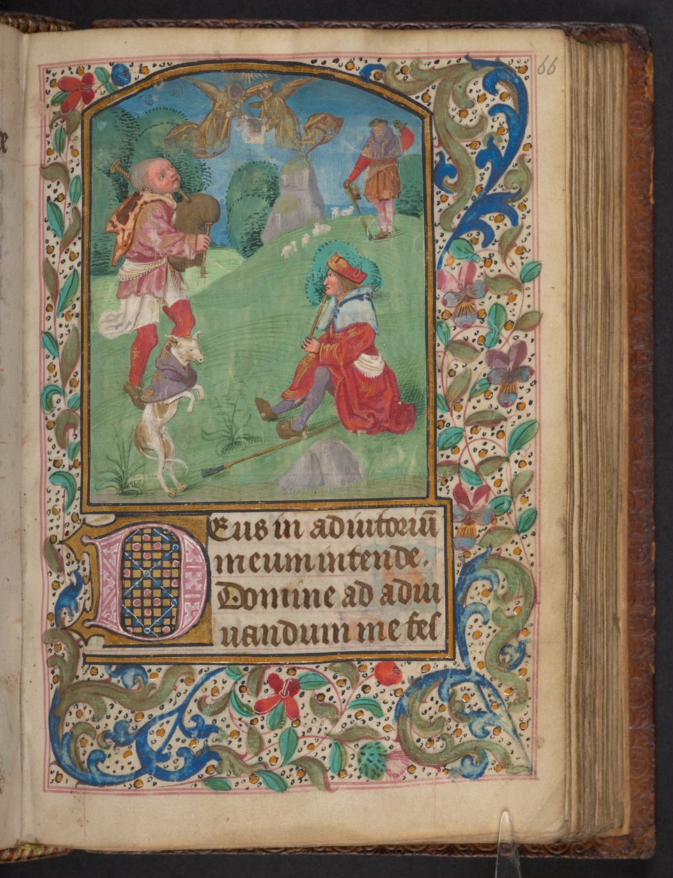 Anunciação aos pastores, Harley 2923, f.66r, c.1480 (velino) de Dutch School