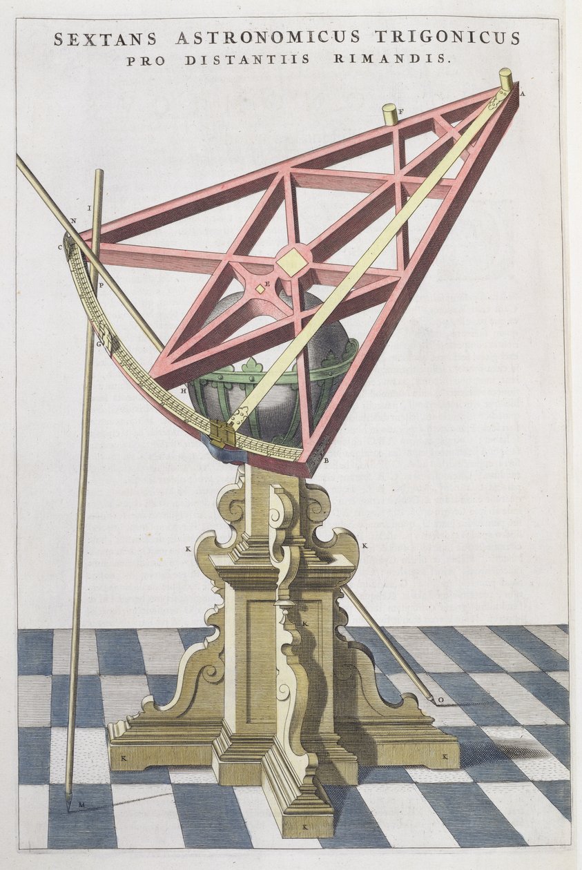 Sextante astronômico de Tycho Brahe (1546-1601) de um atlas de Joan Blaeu (1596-1673) Amsterdã, 1665 de Dutch School