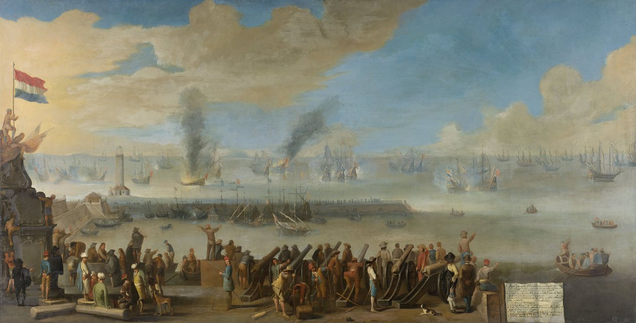 Batalha de Livorno, 14 de março de 1653, um incidente da Primeira Guerra Anglo-Holandesa, após 1653-60 de Dutch School