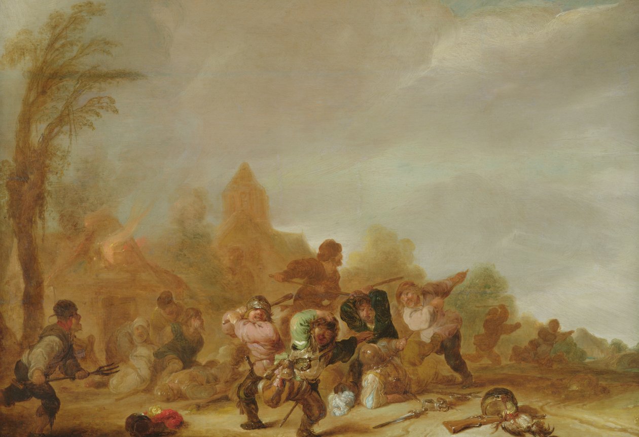 Briga entre soldados e camponeses de Dutch School