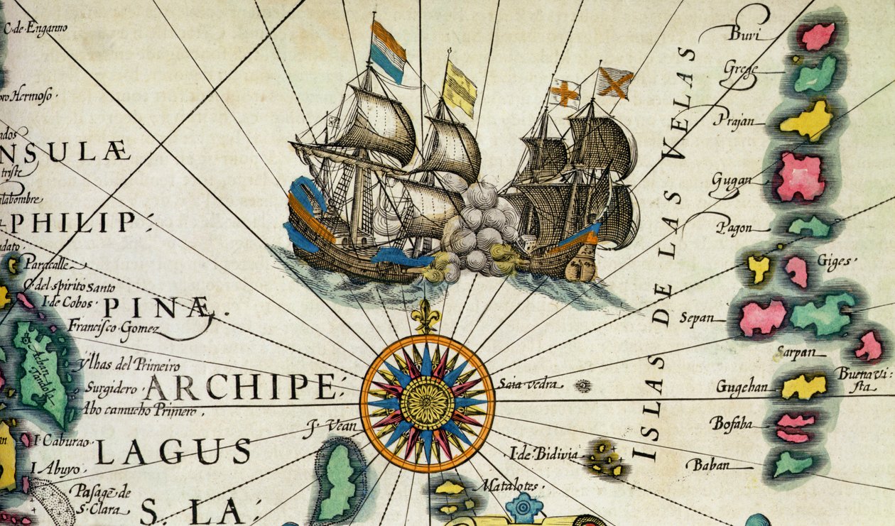 C.3.c.8 Navios de batalha, ao largo das Filipinas, detalhe da p.361-2 (Ilhas das Índias Orientais), 