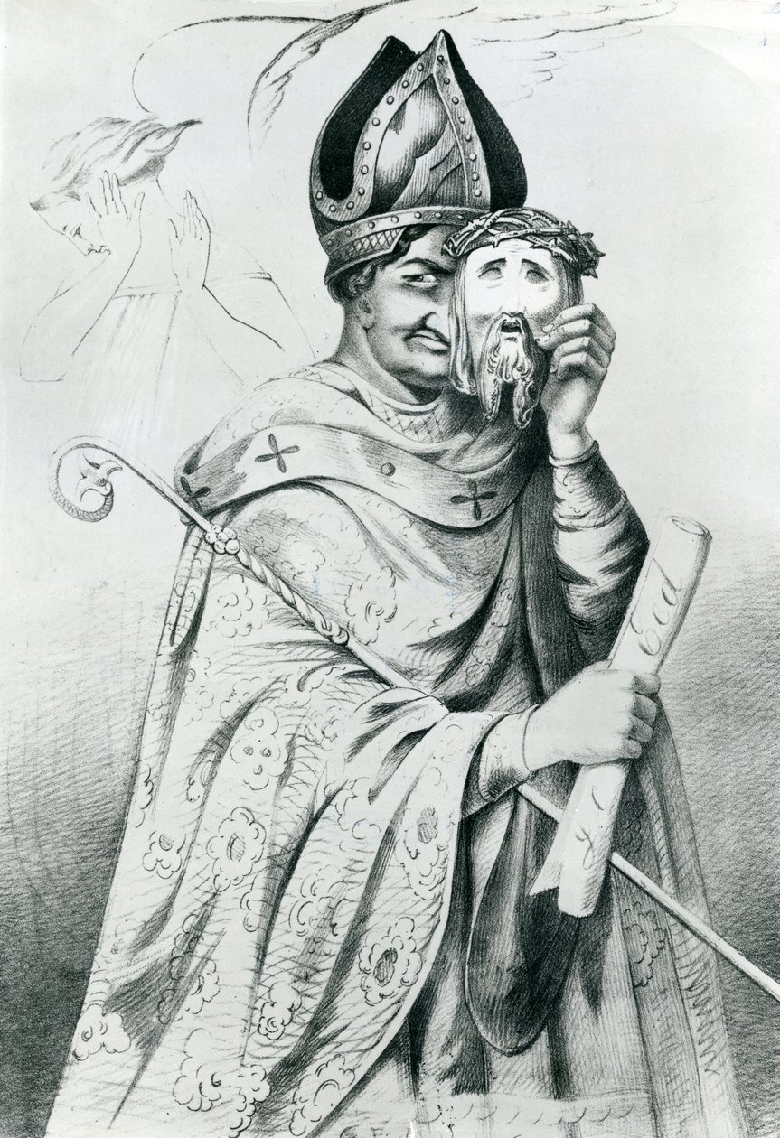 Caricatura do Papa Pio IX (1792-1878) de Dutch School