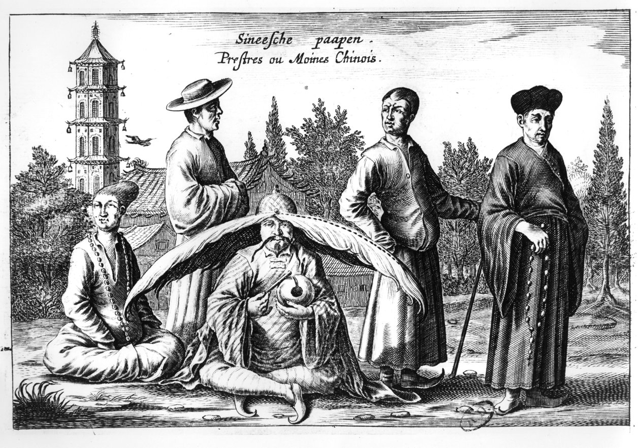 Sacerdotes e monges chineses, da China Ilustrados por Athanasius Kircher (1601-80) de Dutch School