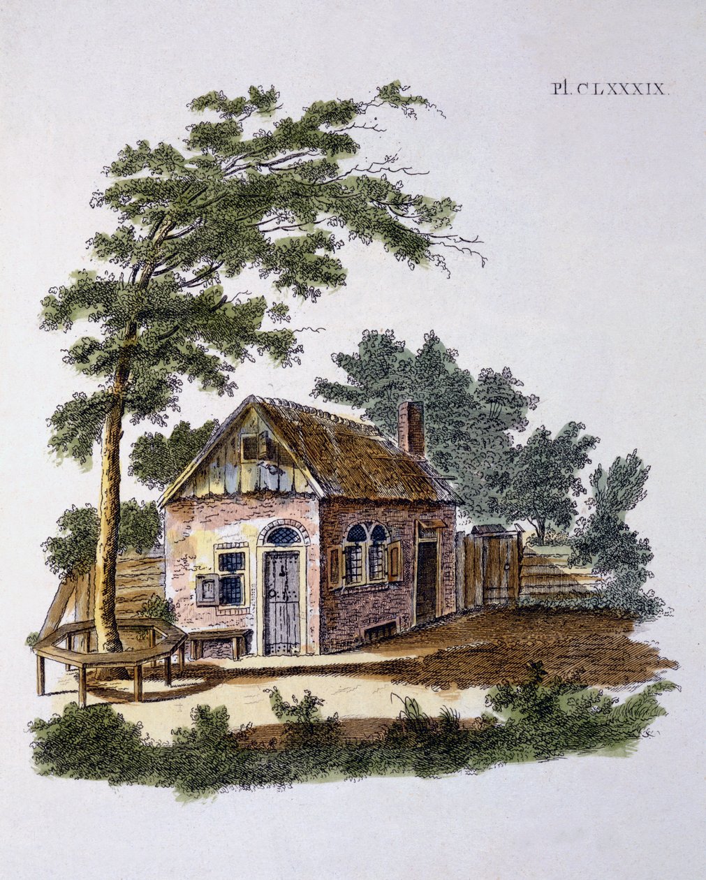 Casa de campo da revista de gemas de jardim por G. van Laar, publicado em 1802 de Dutch School