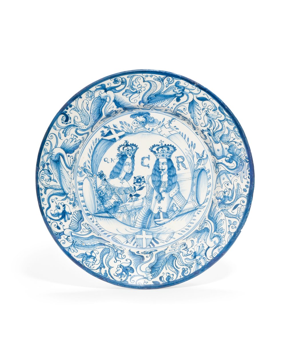 Delft Blue and White Royal Double Portrait Charger, c. 1662-85 de Dutch School