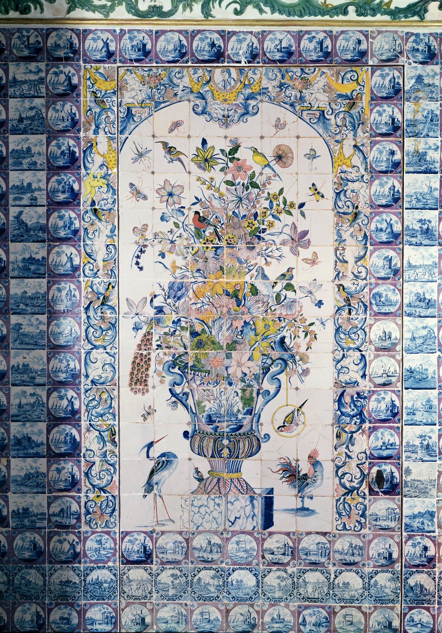 Painel de azulejos de Delft da casa de banho (faiança) de Dutch School