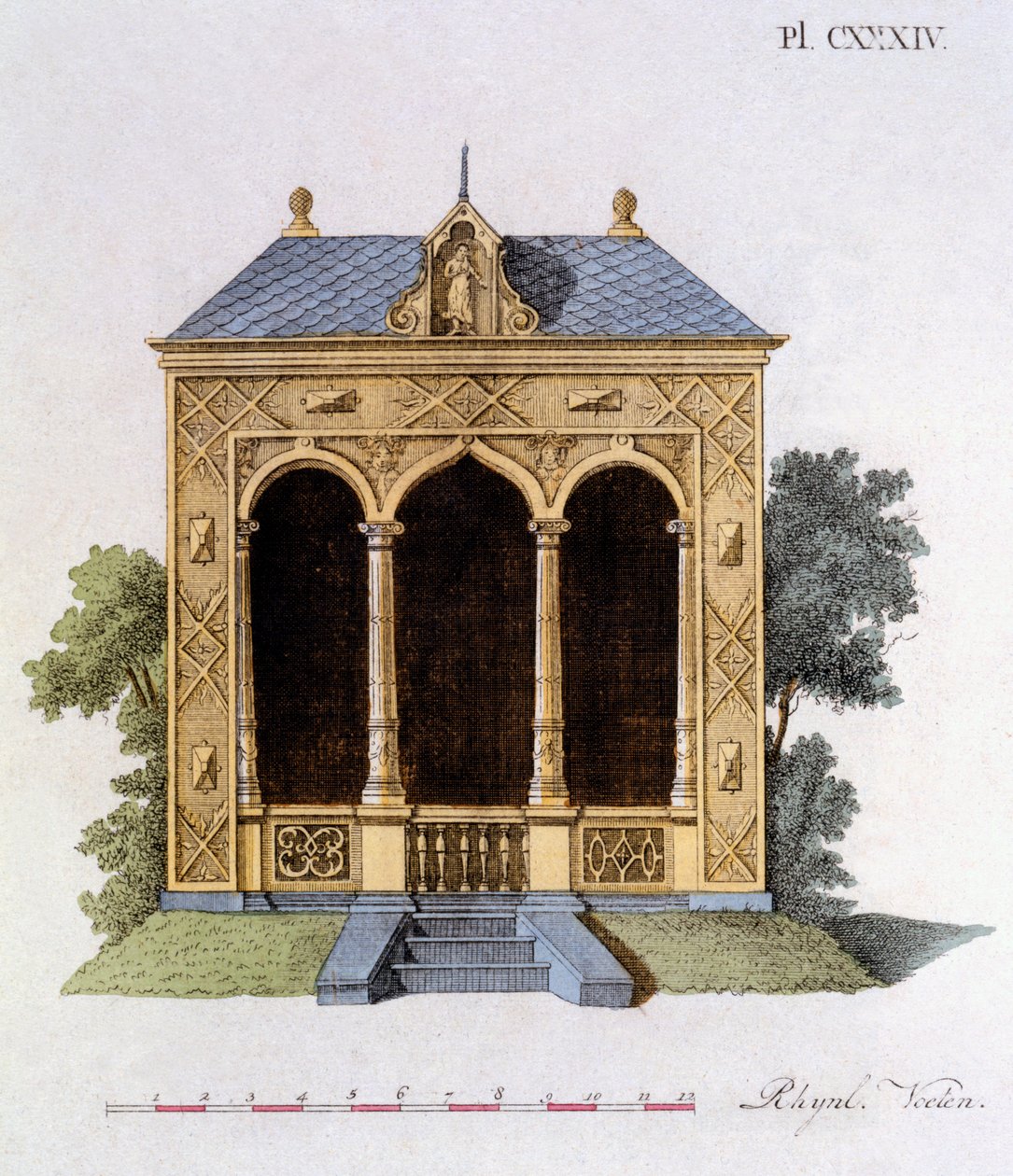 Design da revista de gemas de jardim por G. van Laar, publicado em 1802 de Dutch School