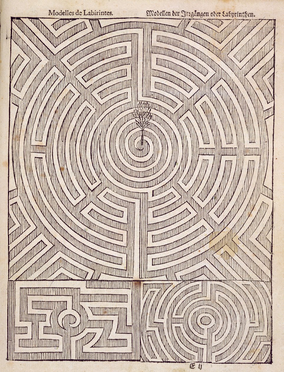 Desenhos para labirintos, de The Dutch Gardener, de Johann van der Groen, publicado em 1699 de Dutch School