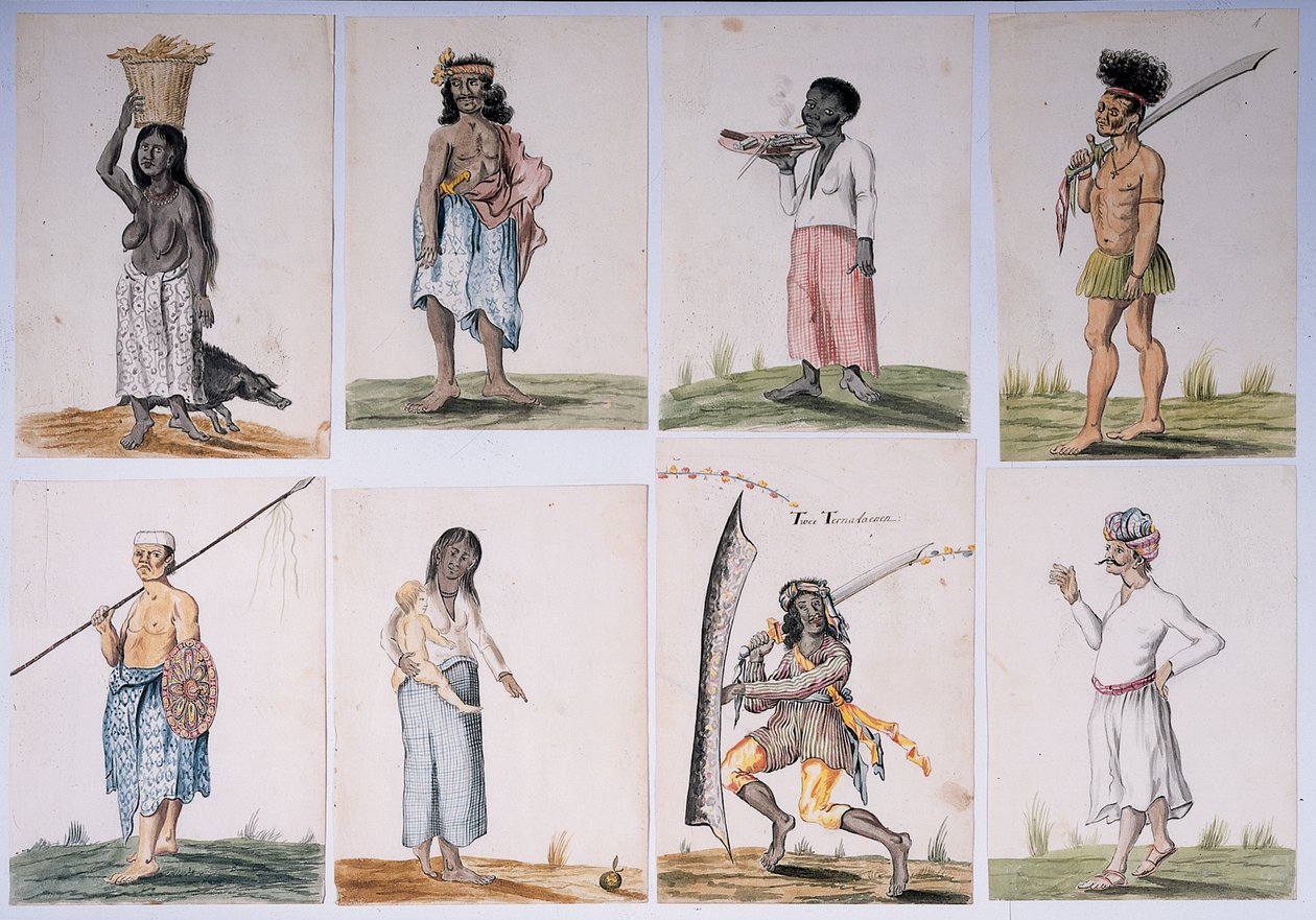Desenho de um álbum de nativos do Brasil, África, Pérsia e Índia Oriental de Dutch School