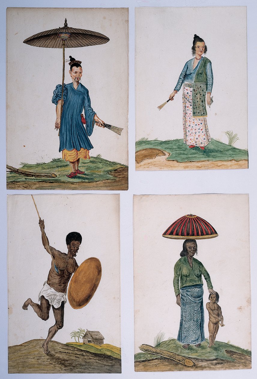 Desenho de um álbum de nativos do Brasil, África, Pérsia e Índia Oriental de Dutch School
