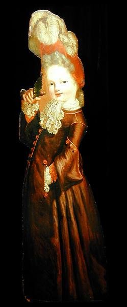 Figura de tabuleiro de uma menina segurando um periquito (óleo a bordo) de Dutch School