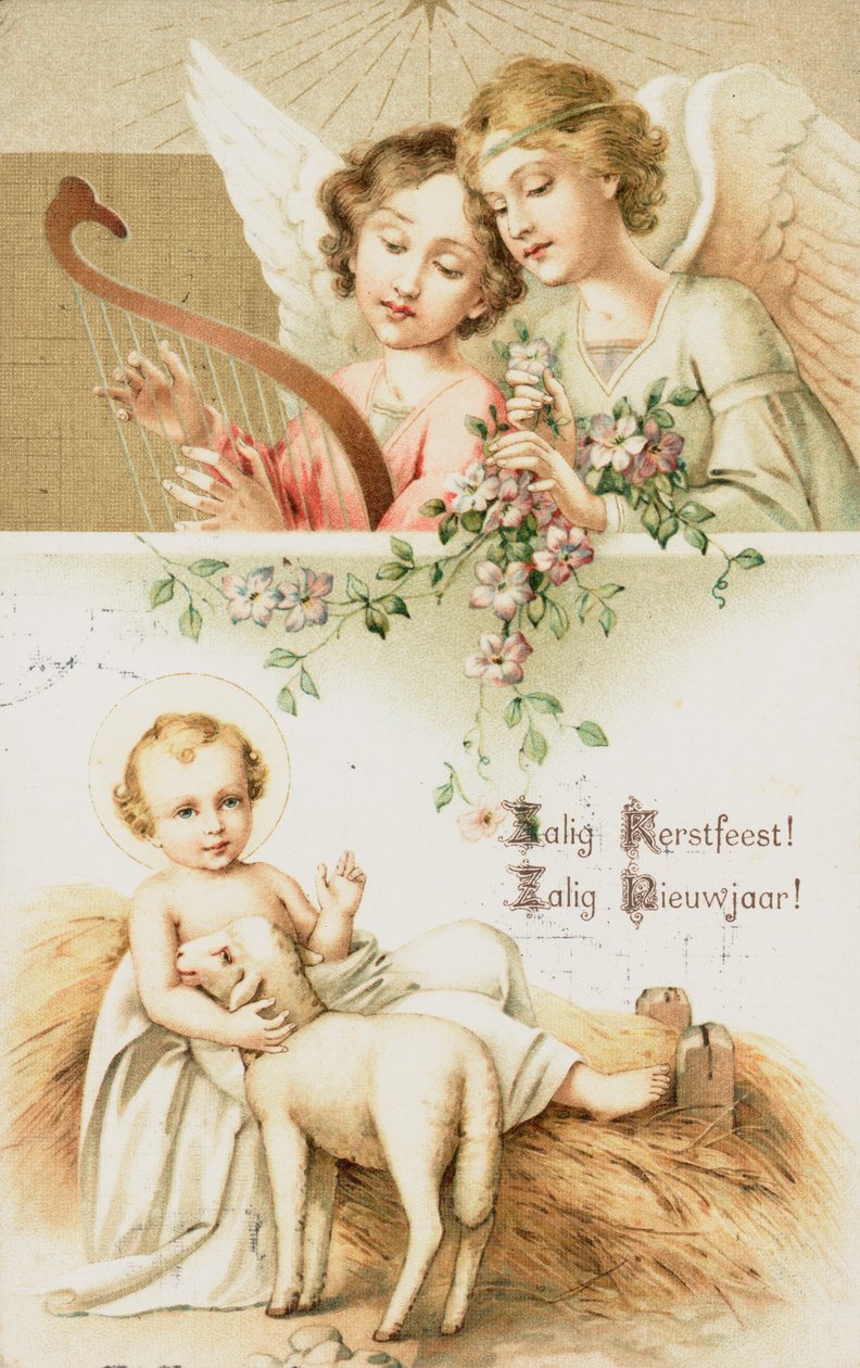 Postal de Natal neerlandês (litografia a cores) de Dutch School